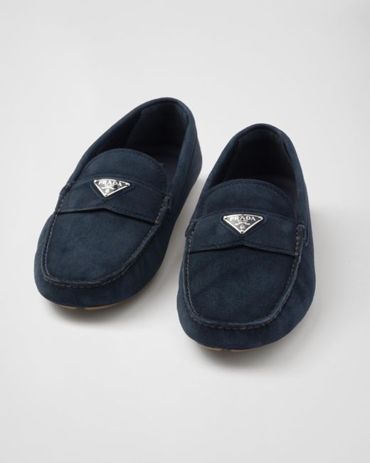 Prada Driving-Schuhe Aus Wildleder in Blue für Herren