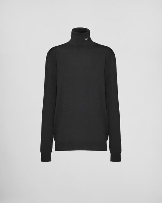 Prada Black Superfine Wool Turtleneck Sweater