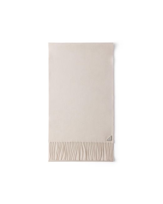 Prada White Silk And Cashmere Scarf
