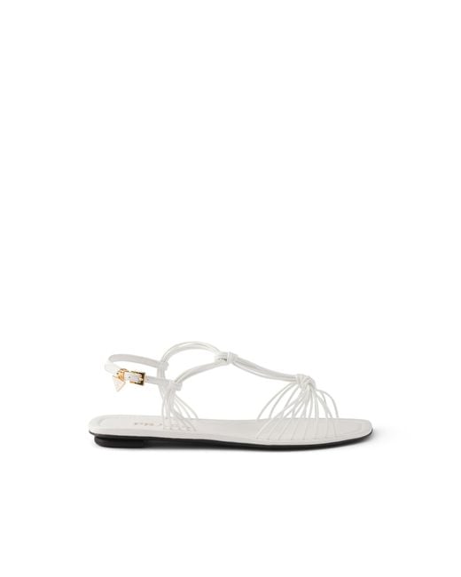 Prada White Patent Leather Sandals