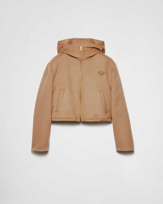 Prada Lightweight Cashgora Blouson Jacket in Natural | Lyst