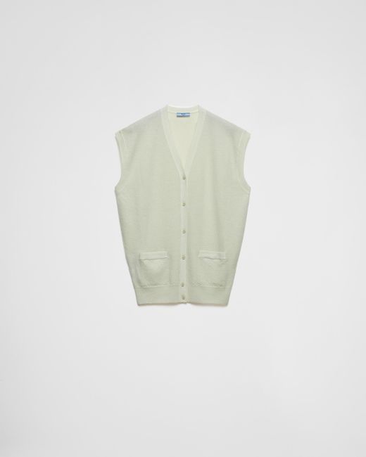 Prada White Cashmere Vest