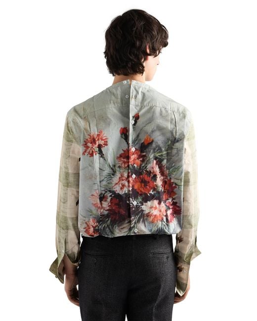 Prada White Printed Cotton Shirt, Cloudy for men