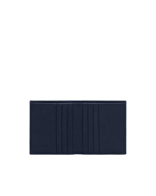 Prada Blue Logo Plaque Bi-Fold Wallet for men
