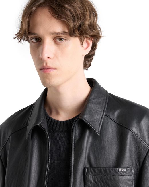 Prada Black Nappa Leather Jacket for men