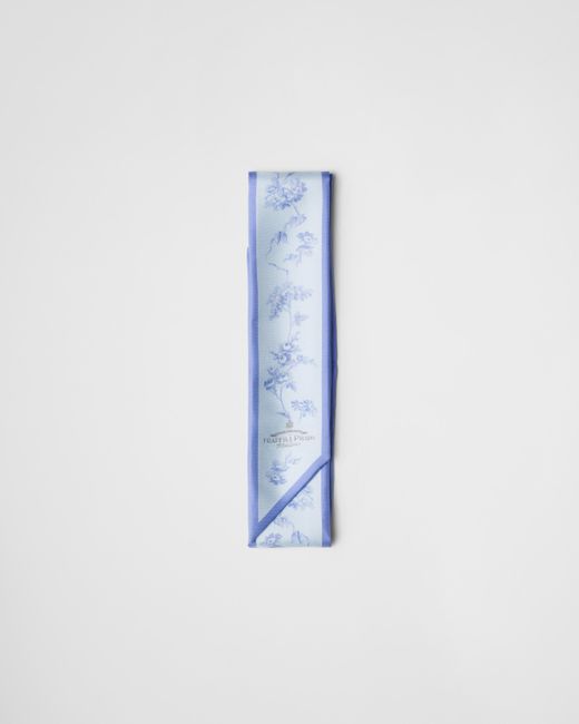 Prada Blue Silk-Twill Printed Tape