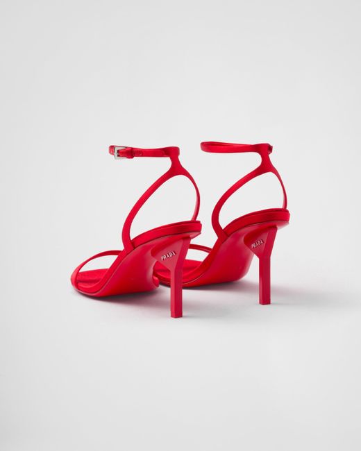 Prada Red Satin High-Heeled Sandals