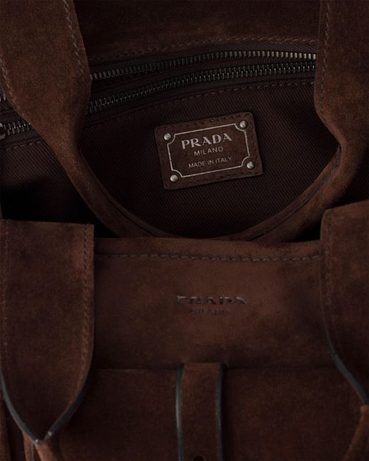 Prada Brown Route Large Suede Tote Bag