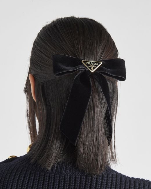 Prada Black Velvet Hair Clip