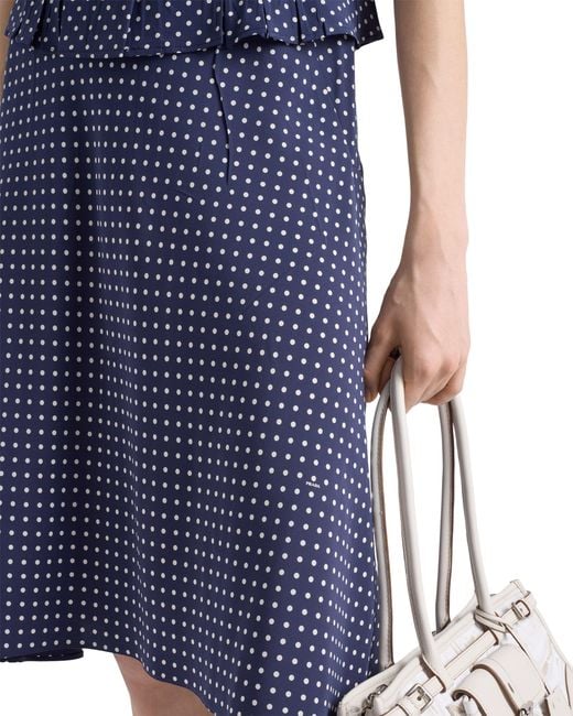 Prada Blue Polka-Dot Marocain Skirt