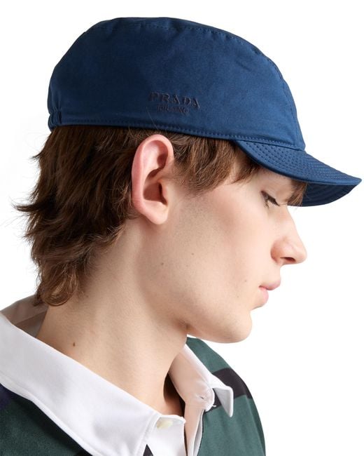 Prada Blue Cotton Baseball Cap for men
