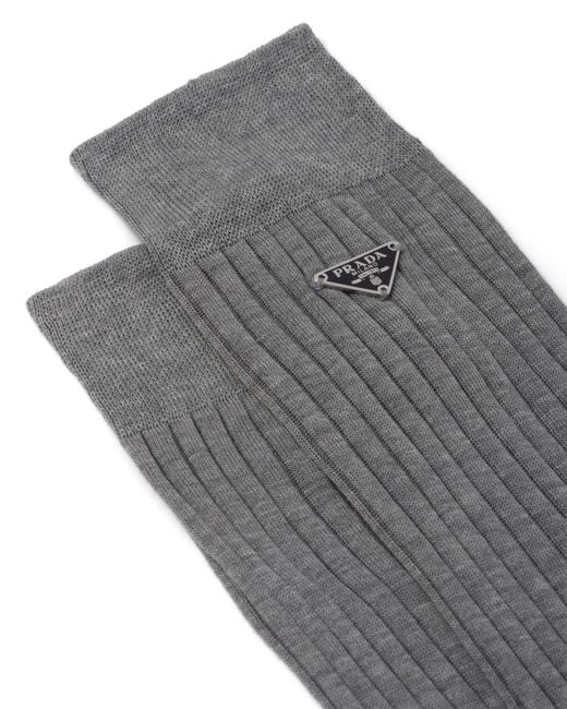 Prada Gray Cotton Socks