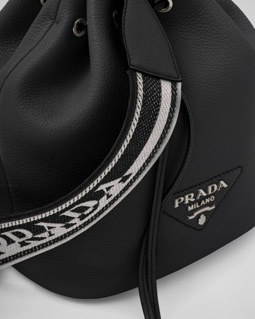 Prada Black Leather Bucket Bag