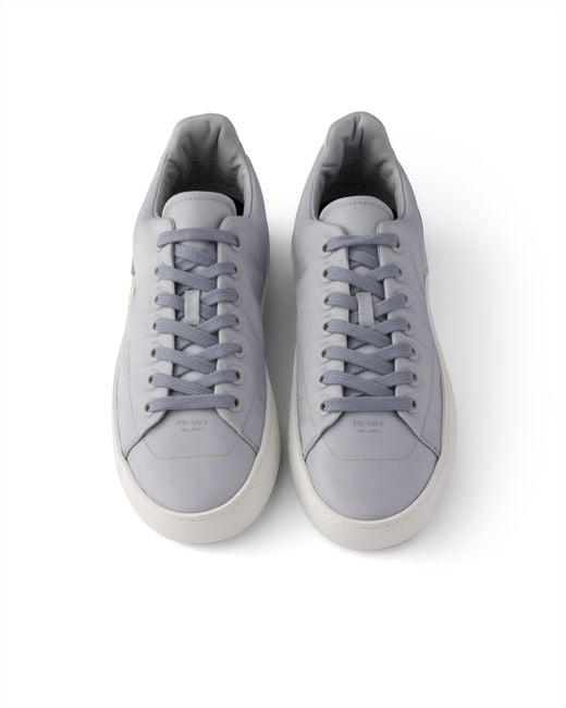 Prada White Court Re-Nylon Sneakers, Pearl
