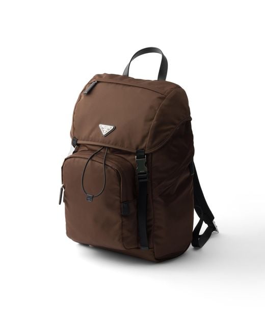 Prada Brown Re-Nylon And Saffiano Leather Backpack for men