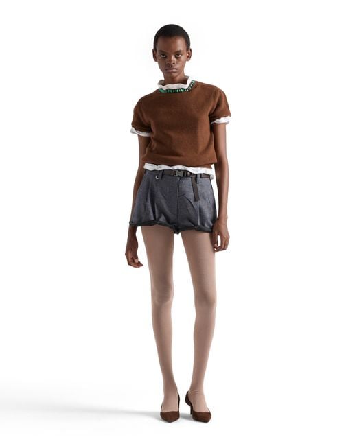 Prada Blue Grisaille And Antiqued Satin Shorts