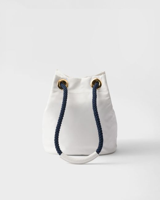 Prada White Mariner Re-Nylon Small Bucket Bag