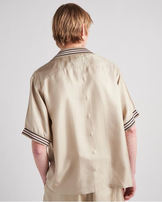Prada Natural Short-Sleeved Silk Twill Shirt for men