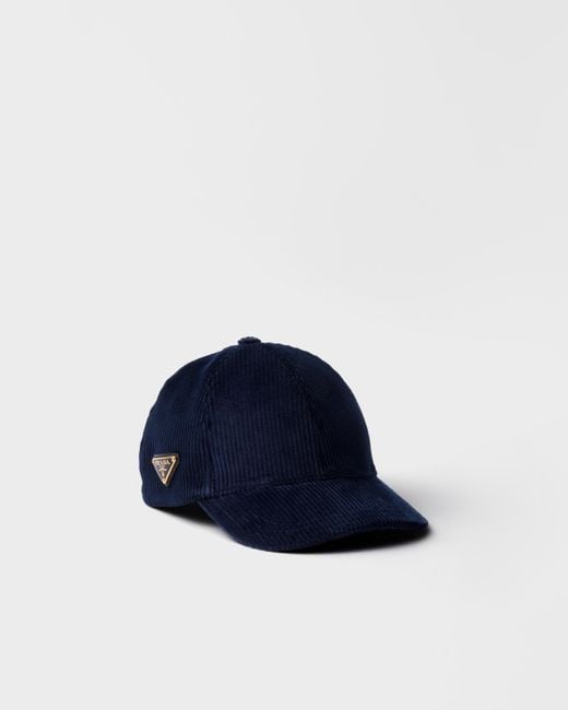 Prada Blue Corduroy Baseball Cap