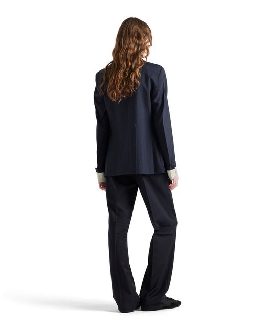 Prada Blue Double-Breasted Kid Mohair Jacket