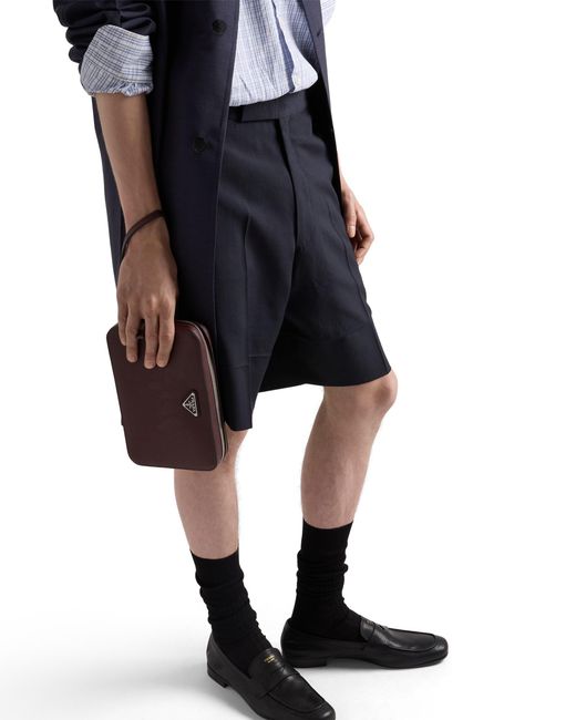 Prada Blue Mohair And Wool Bermudas for men