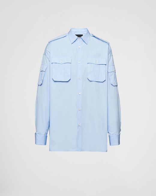 Prada Blue Cotton Shirt for men