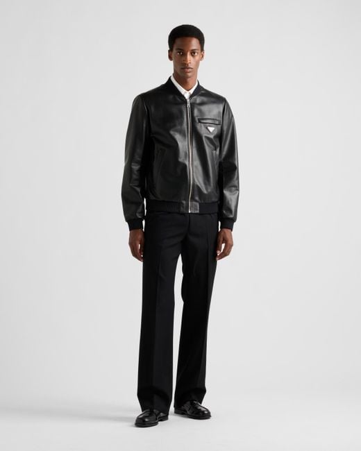Prada Bomberjacke Aus Nappa-Leder in Black für Herren