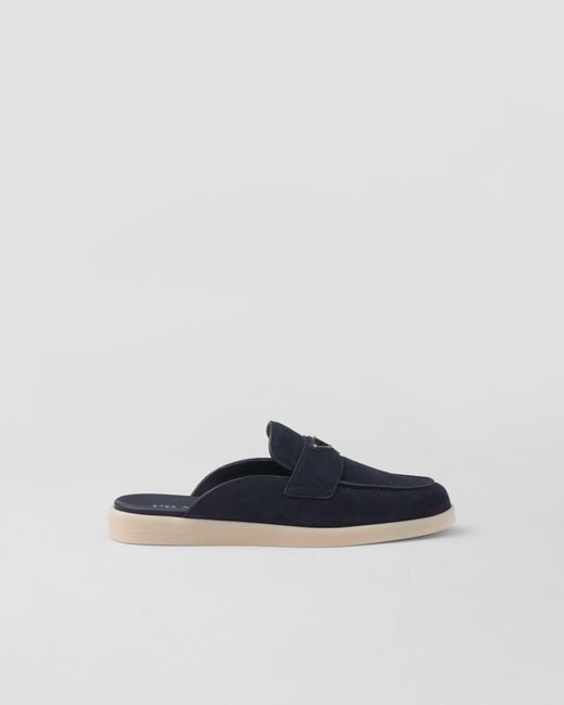 Prada Blue Suede Sabots, Size 9 for men