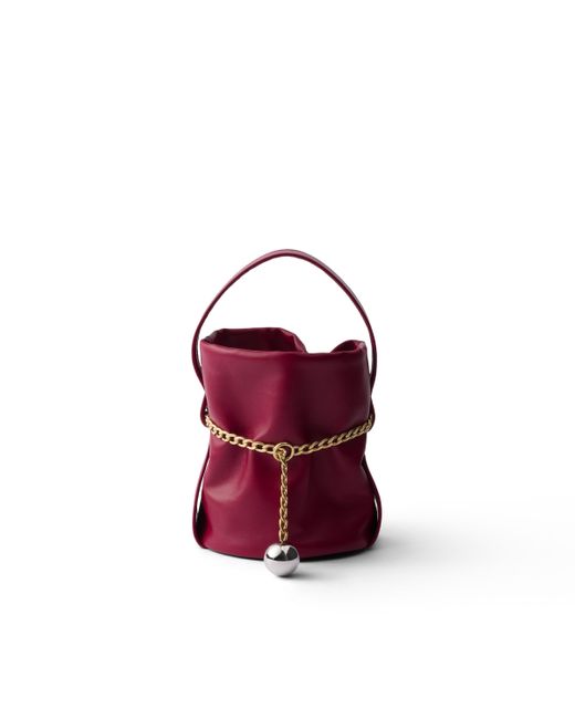 Prada Red Petit Sac Noir Mini Nappa Leather Bucket Bag