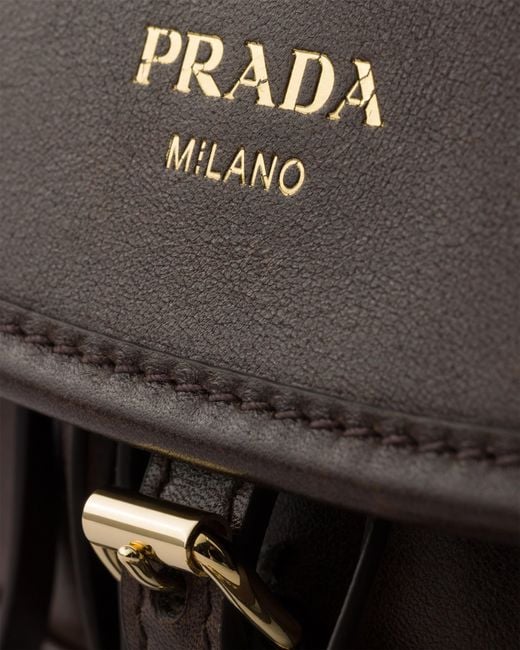 Prada Brown Corsaire Aged Leather Mini Shoulder Bag, Cocoa