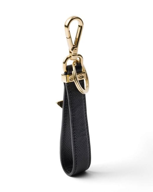 Prada White Saffiano Leather Keychain