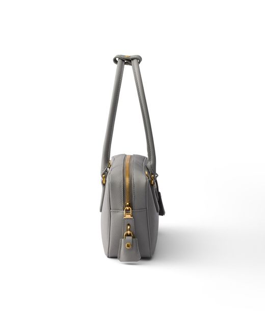 Prada Gray Small Saffiano Leather Top-Handle Bag, Cloudy