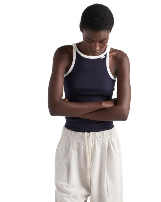 Prada Blue Ribbed Knit Tank Top