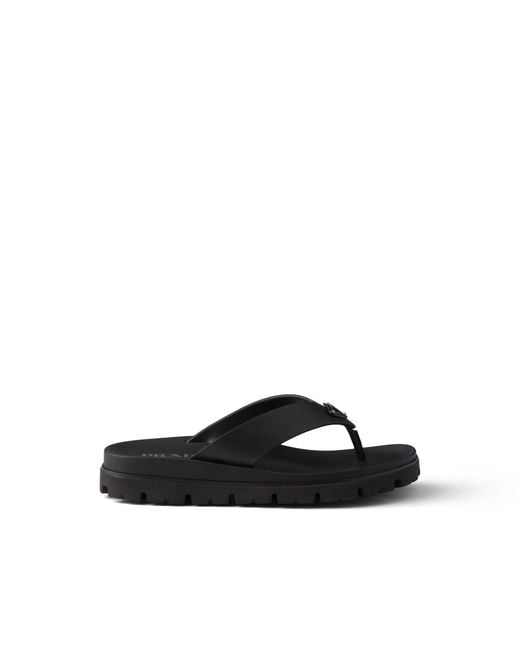 Prada White Rubber Thong Sandals, Size 6 for men