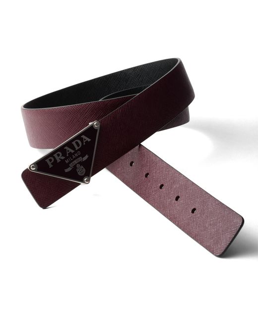 Prada Multicolor Reversible Saffiano Leather Belt Strap for men