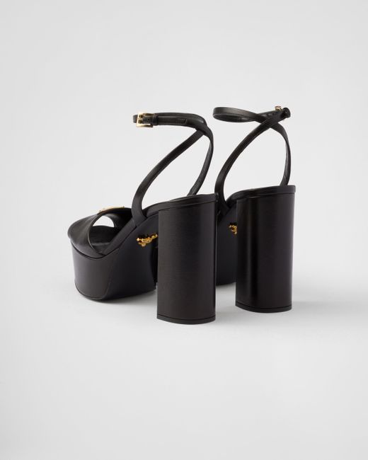 Prada Black 115Mm Leather Platform Sandals