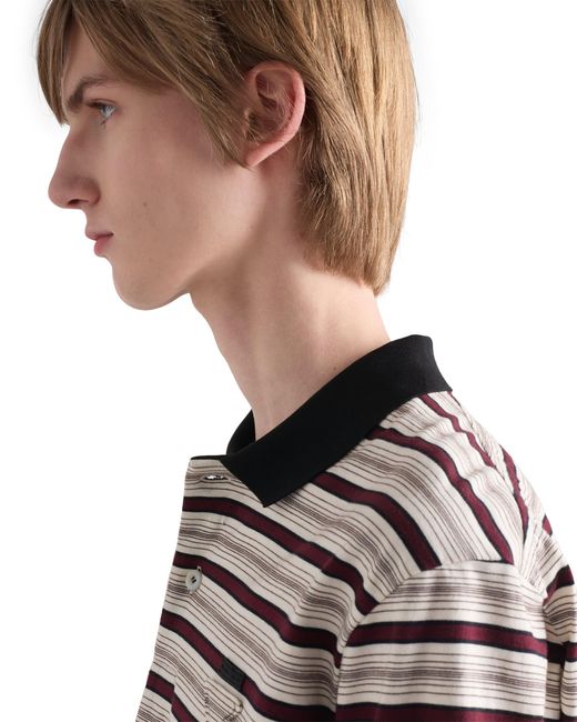 Prada White Short-Sleeved Cotton Polo Shirt for men