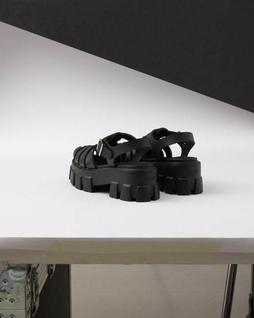 Prada Black Plateausandalen Monolith aus Gummi