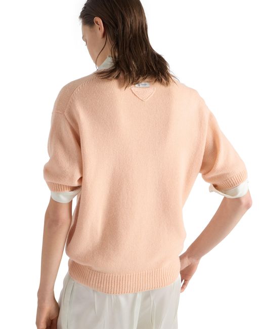 Prada White Wool And Cashmere Crew-Neck Sweater
