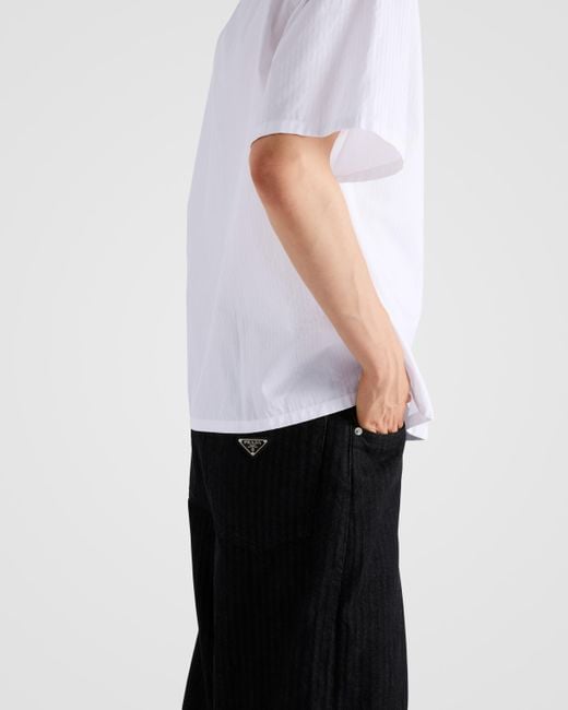 Prada White Cotton Bowling Shirt for men