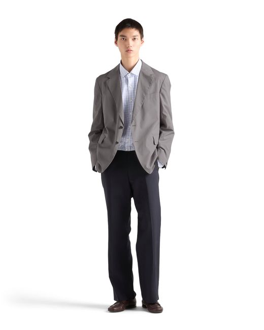 Prada Gray Single-Breasted Cotton Jacket for men