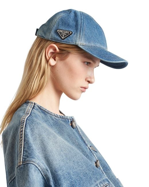 Prada Blue Baseballkappe Aus Denim