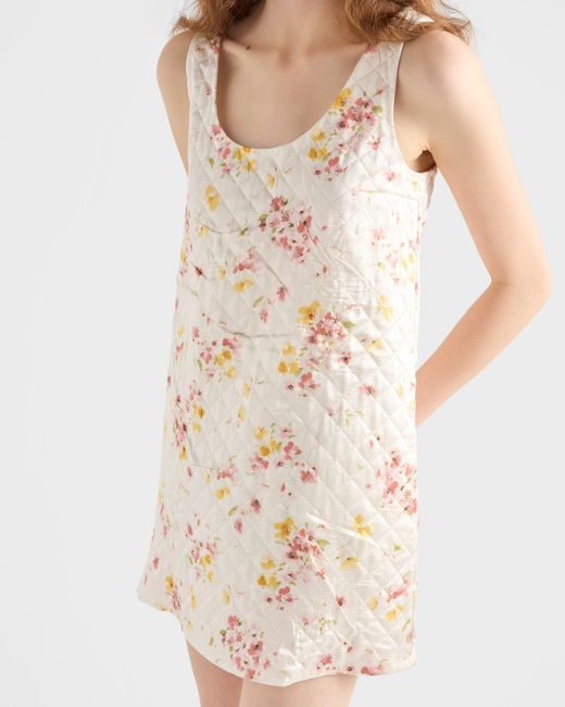 Prada Natural Gestepptes Minikleid Aus Satin