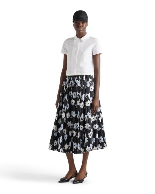 Prada White Pleated Poplin Skirt