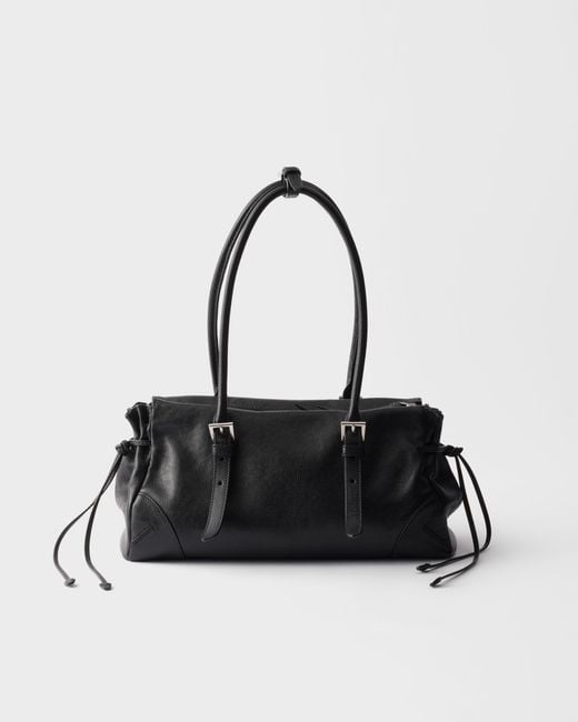 Prada Black Karin Medium Antiqued Leather Tote Bag