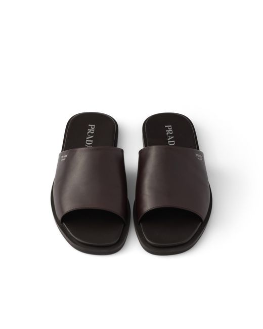 Prada White Leather Slides, Dark for men