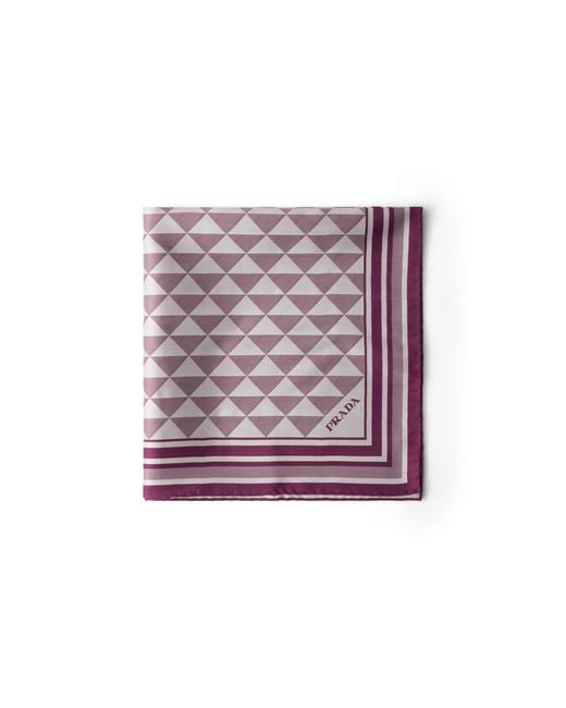 Prada Purple Jacquard Silk Scarf 55