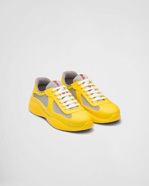 Prada Yellow America's Cup Soft Rubber And Bike Fabric Sneakers for men