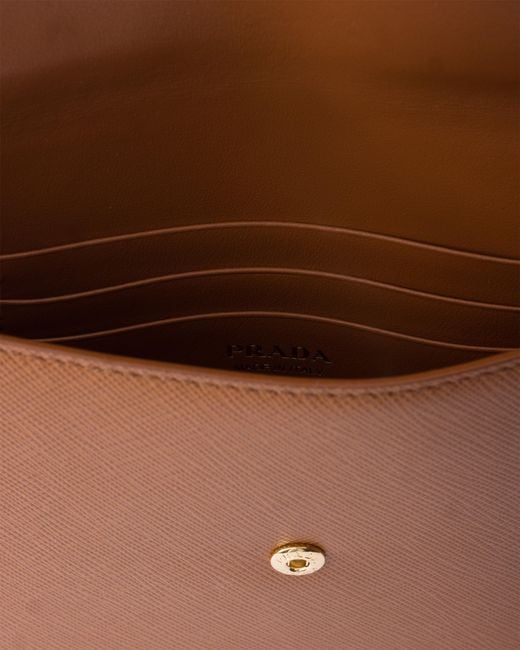 Prada Brown Saffiano Leather Envelope Clutch