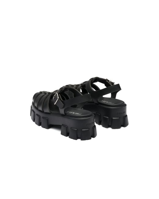 Sandalias con plataforma de 55 mm Prada de color Black